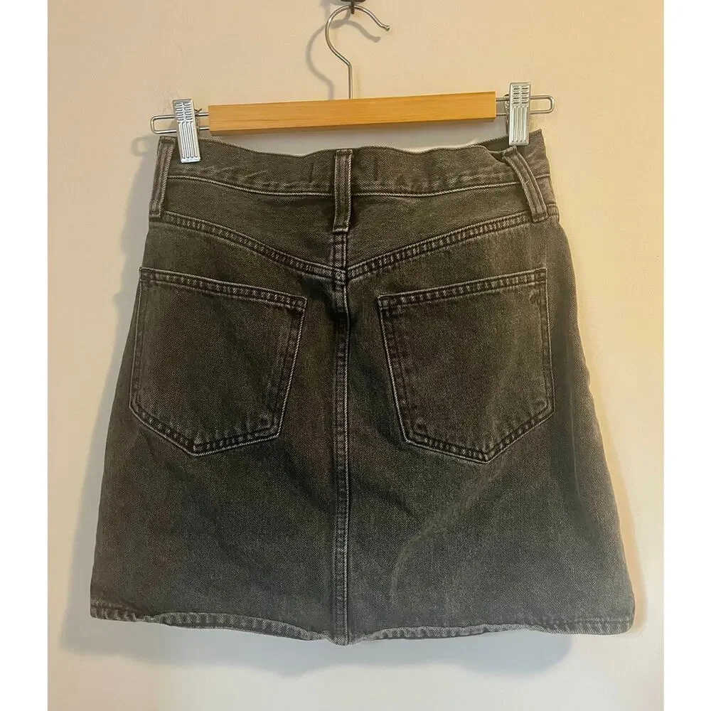 Madewell Rigid Denim A-Line Mini Skirt in Black sz. 24